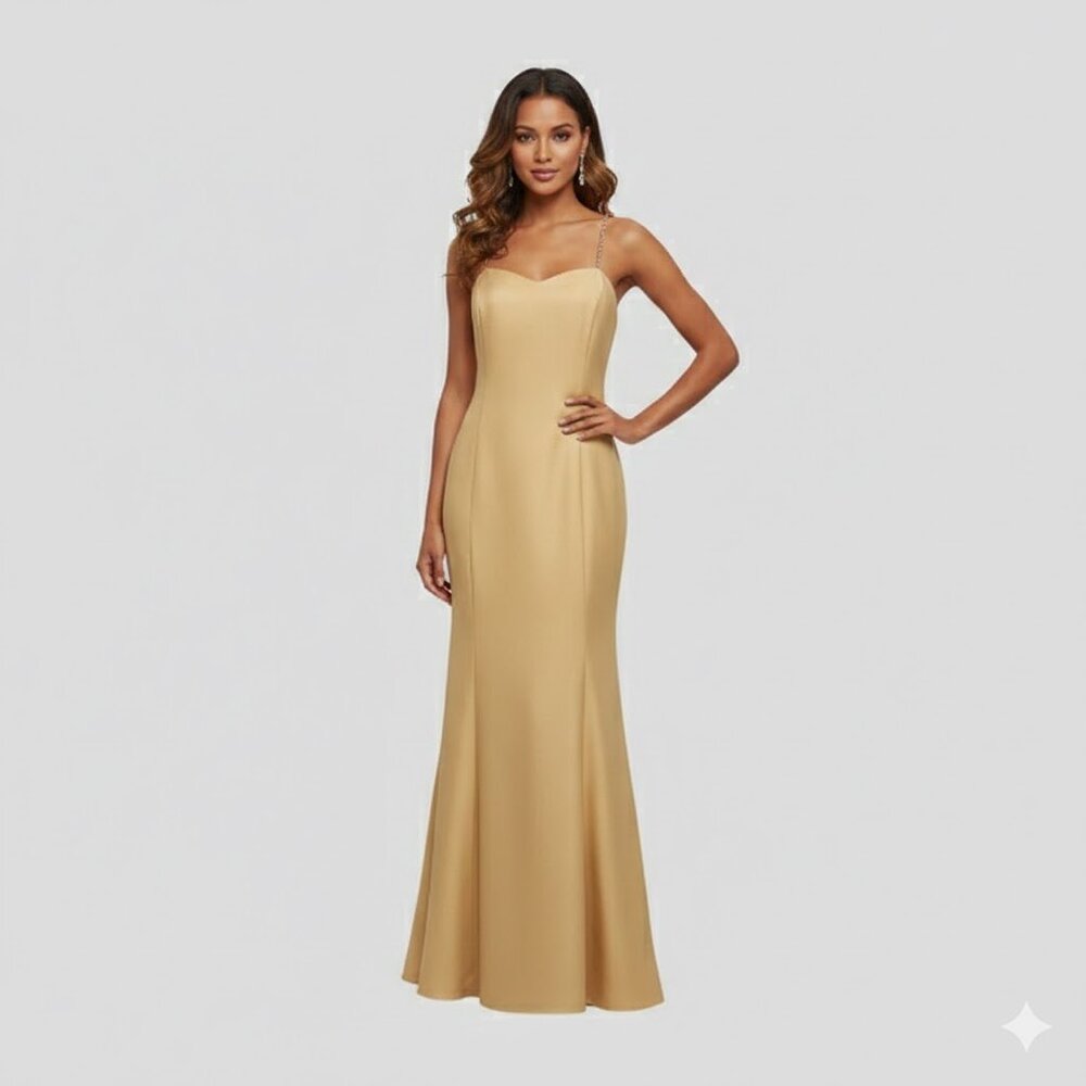 Gold Mermaid Cut Formal Dress